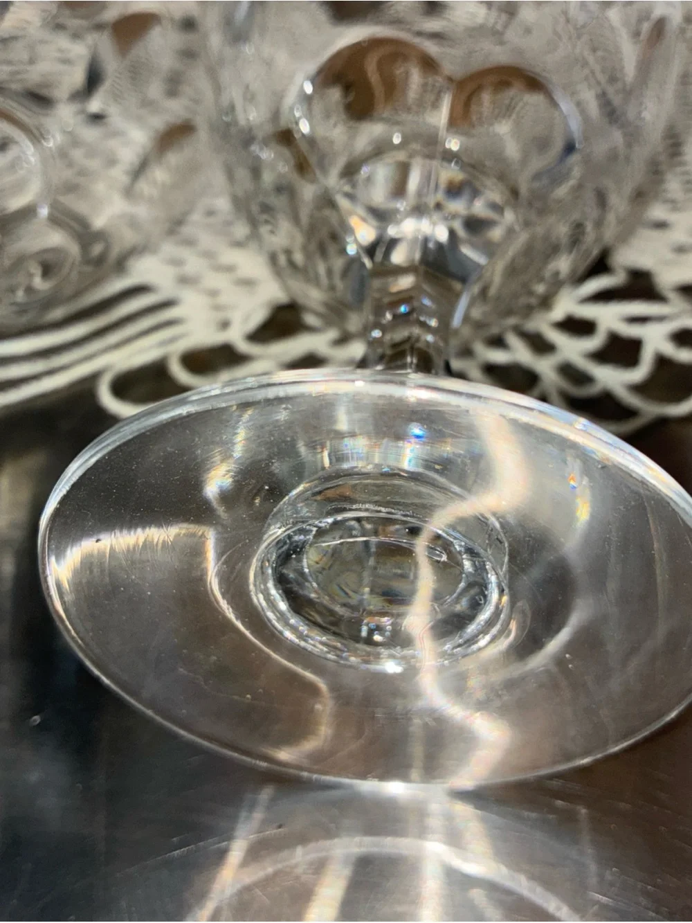 2 tiffin, Franciscan Crystal wine – water goblet Mount Vernon pattern
